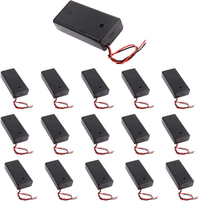16-delige AA batterijhouders met deksel, 15 cm aansluitkabel en aan/uit-schakelaar voor eenvoudig gebruik en optimale bescherming