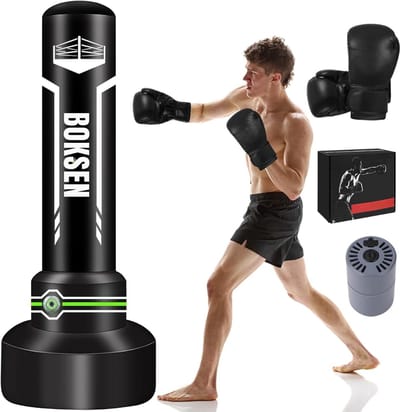 YOR® Bokspaal - Fitness - Zwart - 70cm x 70cm x 180cm