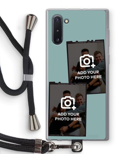 Gepersonaliseerd - Case Company® - Hoesje met koord geschikt voor Samsung Galaxy Note 10 hoesje met Koord - Polaroid Zwart - Telefoonhoesje met Zwart Koord - Bescherming aan alle Kanten en Over de Schermrand