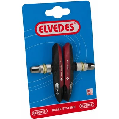 Elvedes V-brake remblokken - Dual compound - 72 mm - Voor nat en droog weer - Zwart met rode accenten