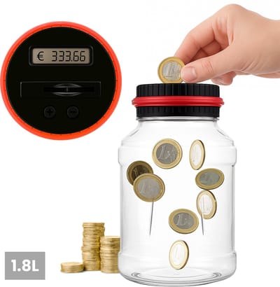 ZoeZo Digitale Spaarpot met Muntenteller - 1,8L - Herbruikbare Spaar Pot - Spaarpotten - Sparen - Rood