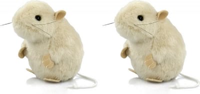 Pluche knuffel muis - 2x - wit - 13 cm - muizenknuffel - knuffeldier - muisje - knaagdieren - Muizen speelgoed of decoratie knuffels