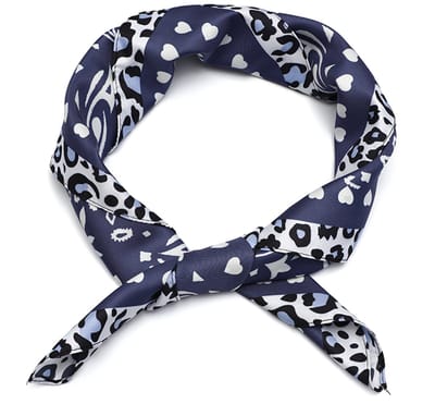 Vierkante Sjaal met Bandana Paisley- en Luipaardborderdessin (70x70cm) - Navy