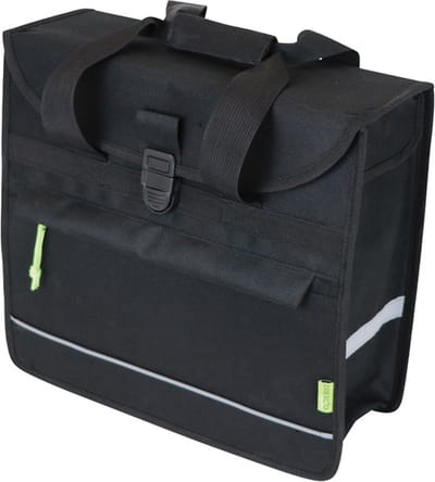 Dresco Enkele Fietstas Basic Shopper – Inhoud 20 Liter - Waterafstotend polyester – Twee bevestigingshaken & klittenbandsluiting - Handig voorvak – Reflectie aan de voor- en achterzijde - Afmeting 37x34x13cm