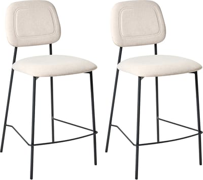 DUETTE - Barkruk set van 2 - Lichtbeige - Fluweel