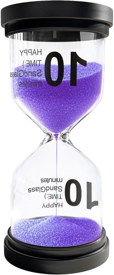 Zandloper 10 minuten - Zandtimer Kinderen - Tijd Beheren - Duurzaam PVC & Glas - 9.7 cm hoog - Paars