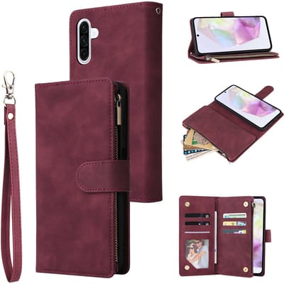 Telefoonhoesje geschikt voor Samsung Galaxy A17 5G / A26 5G - Portemonnee met rits - book-case hoesje - ruimte voor 6 pasjes - rood