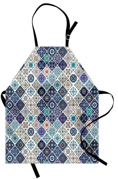 ABAKUHAUS Traditionele kookschort, portugees historische azulejo-mozaïektegels met marokkaanse keramische motieven, machinewasbaar, geen uitbleken, veelkleurig