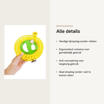 Dailygoods- Lijnwinder Professioneel - Vliegerlijn Spoel - Duurzaam Kunststof - Ergonomisch Ontwerp - 22cm Diameter - Slagvast en Antivervaging - Lijnspoel