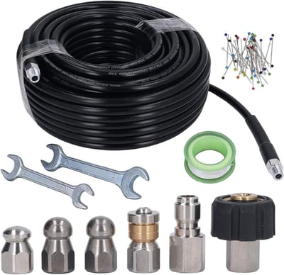 Hogedrukreiniger Rioolreinigingsset - Afvoerslang Rioolontstopper - Verstopte Afvoeren Reinigen - 30 Meter Lengte - 1/4 Inch NPT - #411