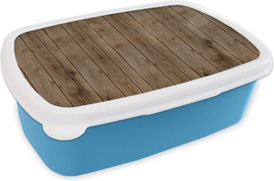 Broodtrommel Blauw - Lunchbox - Brooddoos - Hout - Natuur - Patronen - 18x12x6 cm - Kinderen - Jongen