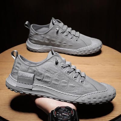 Heren IJszijde Stof Canvas Schoenen Outdoor Ademende Casual Schoenen Comfort Wandelschoenen voor Heren Designer Sneakers Zapatos Hombre 39 grijze kleur