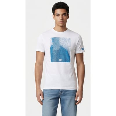 Arena Men's T-shirt Solid Cotton White-water Monogram Taglia: M | Pantaloncini da bagno Outlet | Uomo | Bianco