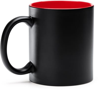 5 stuks multi color mok geschikt voor lasertechniek 350ml buitenzijde zwart, Gekleurde binnenzijde Zwart - Rood / Merk Stamina model Macha