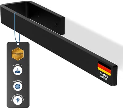 SnelShoppen - Handdoekhouder Zwart 32 cm - Aluminium Handdoekstang voor Badkamer & Toilet - Ruimtebesparend Handdoekrek met Kastmontage en Schroeven -
