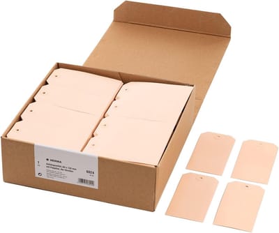 Grote Bruine Hanglabels van Karton (60x120mm) - 1000 Prijs- en Cadeaukaartjes