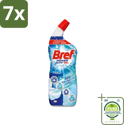 7 x Bref WC - Power Activ+ - Toiletreiniger - Anti-Kalk - Oceaan - 700 ml - Grootverpakking - Toilet Schoonmaak - Toilet Reiniger - Kalkverwijderaar - Toiletglans - Frisse Geur