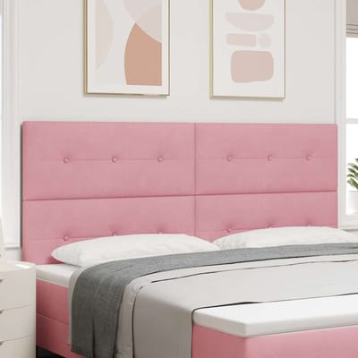 vidaXL - LED - Hoofdbord - met - LED-stripverlichting - Roze - 200 - cm - Fluweel
