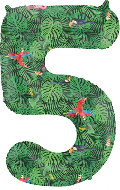 Folat - Folieballon Cijfer 5 Jungle Vibe - 86 cm
