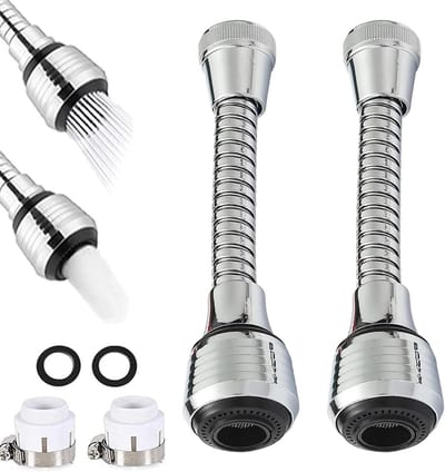 Set van 4 draaibare kraanaccessoires, waterbesparende faucet, universele doucheconnector voor keuken en badkamer