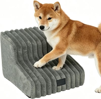 Huisdier trap - Honden ladder - Ondersteuning mobiliteit - Antislip treden - 40 x 40 x 3.1 cm - Grijs