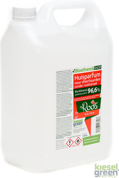 Bio- ethanol met Rozengeur-PREMIUM -bioethanol 96,6% biobrandstof -5 liter