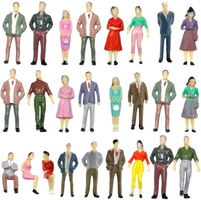 100 Stuks Geschilderde Figuren in 1:50 Schaal voor Modeltreinen - Multicolor Passagiers, 3.5 cm Hoog