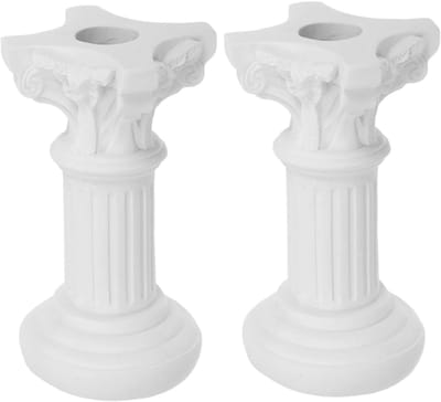 Decoratieve Zuilen - Romeinse Pilaren - Woondecoratie - Set van 2 stuks - 11cm Hoog - Wit