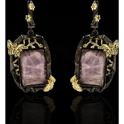 Paleis Retro Luxe Natuurlijke Edelsteen Waterdruppel Oorbellen voor Dames black