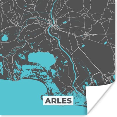 Poster Arles - Frankrijk - Plattegrond - Stadskaart - Kaart - 100x100 cm XXL