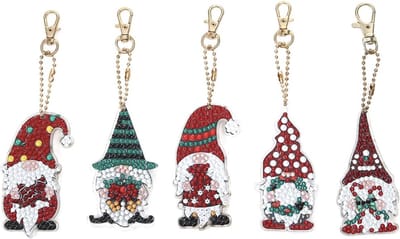 Voor in de kerstboom sleutelhanger diamond painting volwassenen - 8 x sleutelhanger - kabouter