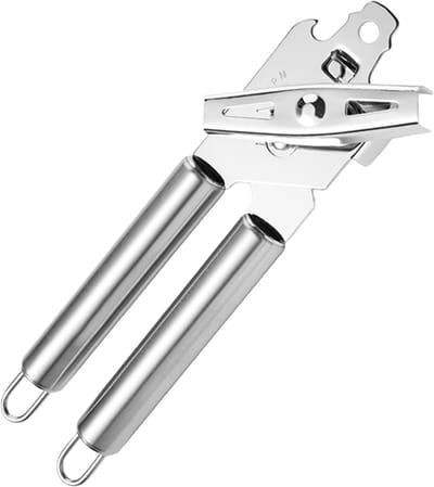 Blikopener - Keukenopener Flessenopener - Blikjes Openen - Ergonomische Handgreep - 20 x 4.8 cm - Zilver
