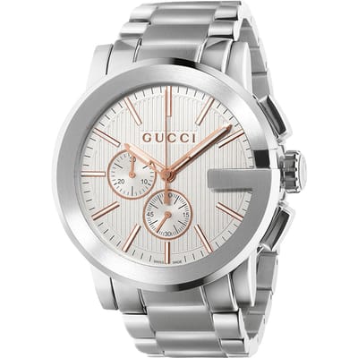 Gucci G-Chrono YA101201 Heren Quartz Horloge - Elegante Zilveren Tijdmeter