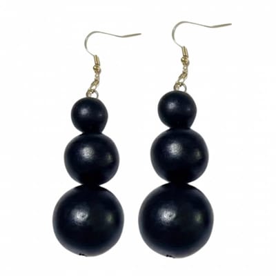 Zilveren Oorbellen hout zwart-goudkleur - Charme Bijoux