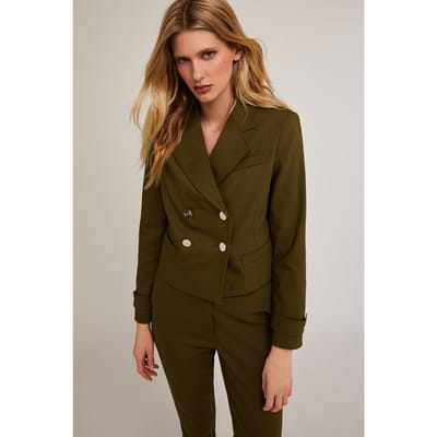 Motivi Cotton Blend Spencer Jacket Military Green Größe: 32 | Blazer Outlet | Damen | Grün