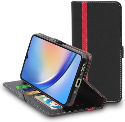 ebestStar - Hoes geschikt voor Samsung Galaxy A34 5G, Wallet Etui, Book case hoesje, Zwart, Rood