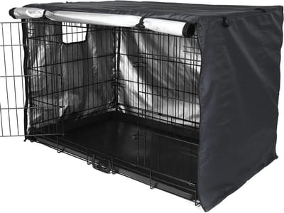 Hondenbench Hoes - Kennel Protector - Rustgevende Omgeving - Dubbele Deuren - 107 cm - Zwart