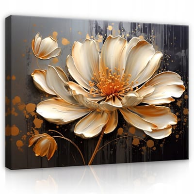 WALLARENA - Canvas schilderij - 100x70 cm - Abstractie 3D Lilia Bloem voor de Wand in de Slaapkamer of Woonkamer