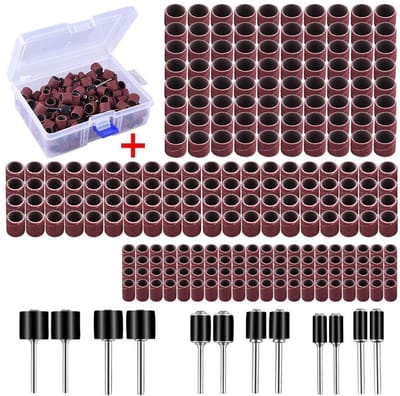 Complete set van 252 schuurmoffen met gratis opbergdoos, inclusief 240 schuurbanden en 12 schuurrollers voor Dremel gereedschap en houtbewerking