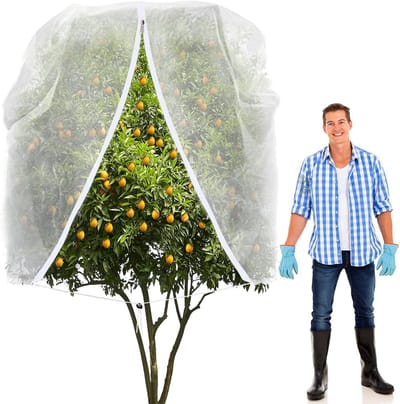 1 stuk - Groot fruitboomnet - Fruitboomnet hoes met rits en trekkoord - 240 x 240 cm ultrafijn gaas - Insecten- en vogelbarrière ter - bescherming van planten, peer, perzik, appelboom, struik