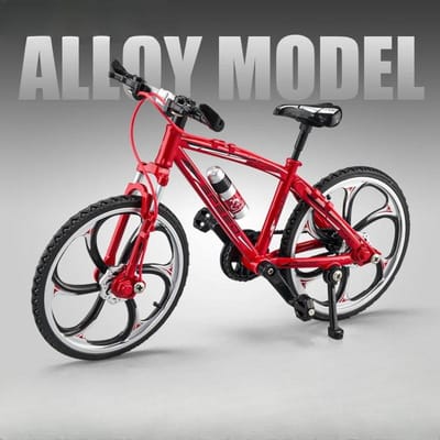 1:8 Platte Vouwbare Mountainbike Model Speelgoed Legering Diecast Fietsen Voorwiel Stuuring Rubberen Banden Voor Jongens Educatief Speelgoed gray