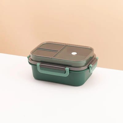 Draagbare Dubbellaagse Lunchbox met Bestek voor Kantoorwerkers Studenten Magnetron Oven Bento Box Lekvrije Voedselcontainer 2 gray