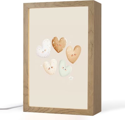 Nachtlampje 20x30 cm - Kinder lampje - Hartjes - Kleurrijk - Pastel - Tafellamp kinderkamer - Slaapkamer lamp - Bedlamp kinderen - Kinderlampje stopcontact - Wandlamp babykamer - Nachtlampjes
