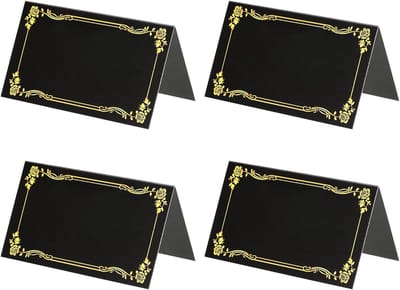 25 Pack Gereserveerde Tafel Borden, Gouden Rand Afdrukken Tafels Tent Blanco Kaart, Zwart