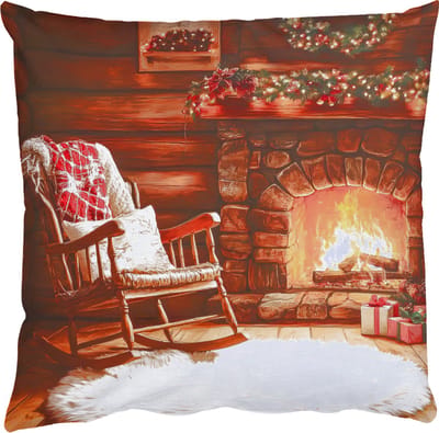 Sierkussens - Kussentjes Woonkamer - 50x50 cm - Winter - Kerst - Huis - Openhaard - Kerstdecoratie voor binnen - Kerstversiering woonkamer decoratie - Kerstmis versiering in huis - Christmas decorations - Kerstaccessoires