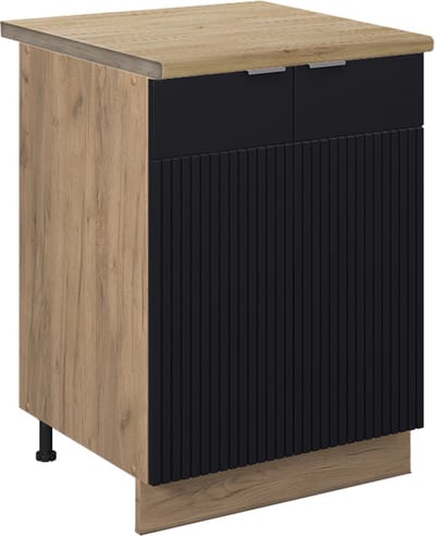 Vicco Fame-Line Keukenonderkast – 60 cm, WB Eik Zwart gestreept