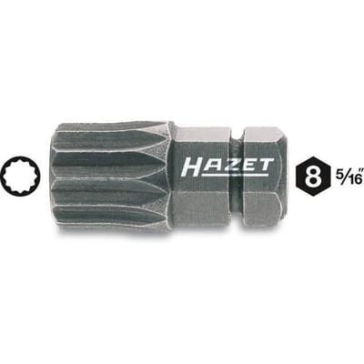 Hazet 2597-02 2597-Z Veeltand-bit Aandrijving: 5/16 (8 mm) Uitvoering: Veeltand (XZN) M10 21 mm