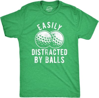 Grappig T-shirt voor golf, 'Afgeleid door ballen' - Cadeau voor Golfer