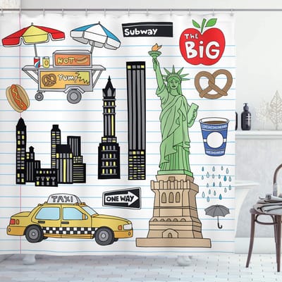 ABAKUHAUS Gekritzel douchegordijn – Badkamerdecor – 175×240 cm – Multicolor