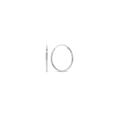 New Bling 9NB-1002 Zilveren Oorringen - Dames - Gediamanteerd - 12 mm Doorsnee - 1,2 mm Dikte - Rhodium - Zilver
